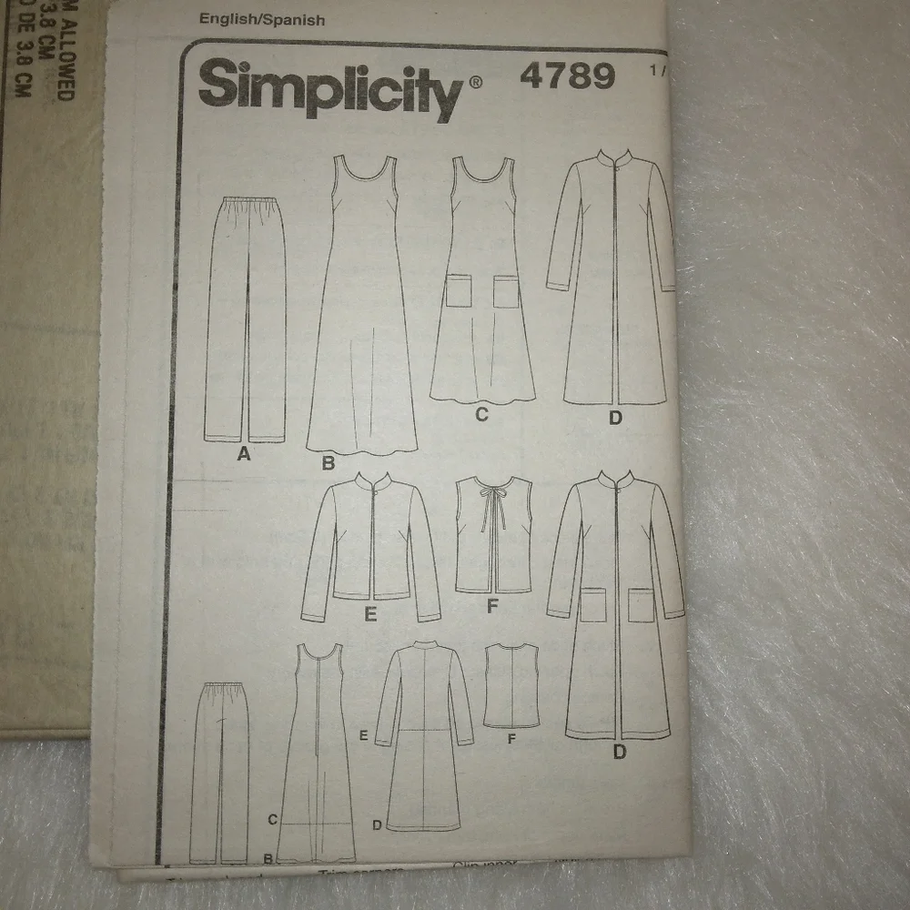 SIMPLICITY 4789 Sz 10-18 Misses separates jumper dress pants duster jacket vest
